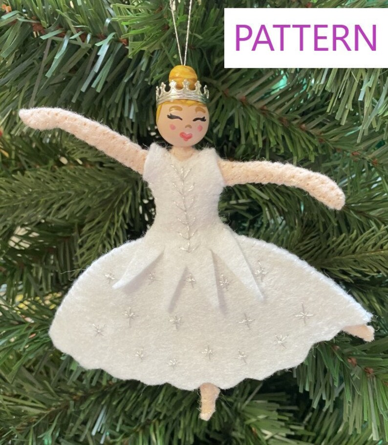 Snow Queen Wool Felt Ornament Pattern From Nutcracker Ballet Etsy