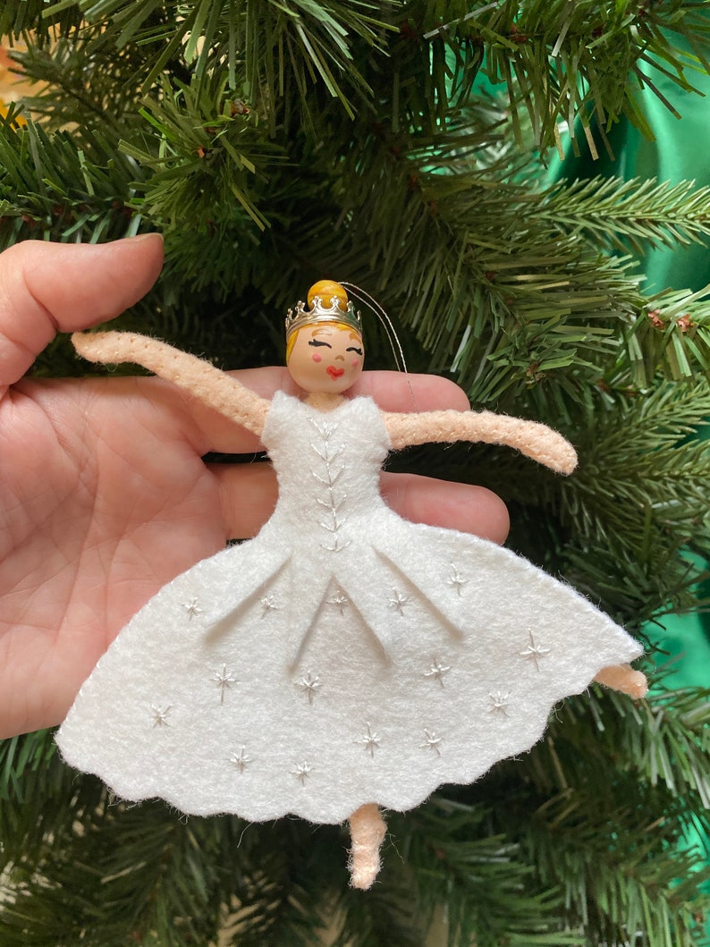 Snow Queen Wool Felt Ornament Pattern From Nutcracker Ballet Etsy
