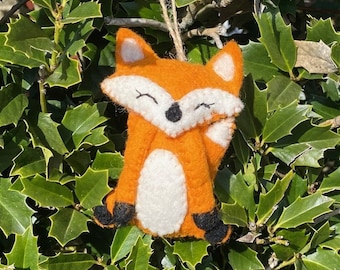 Fox Ornament Wool Felt; Fall Felt Decor Animal