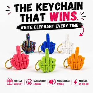 Middle Finger Keychain Rude Humor Gag Gift Funny Men Novelty Item Sarcastic Joke White Elephant Party Present F You Offensive Adult Bomb