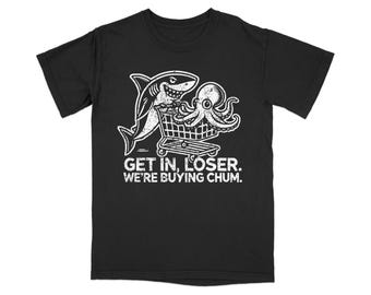 Funny Shark Octopus Shopping T-Shirt: Dark Humor Gift