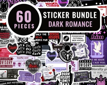 60 Bookish Stickers with a Dark Romance BookTok Aesthetic for Readers. Journaling, planners, kobo and Kindle Decoration (digital download)