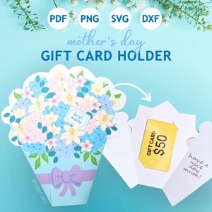 Cartão de Dia das Mães e Porta-Cartão de Presente – Modelo para Impressão Faça Você Mesmo para Corte à Mão e Cricut | Arquivos SVG PDF | Download Instantâneo
