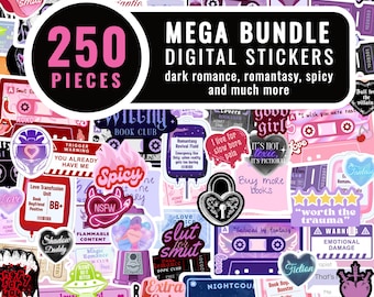 250 BookTok Bookish Stickers with Romantasy, Dark Romance, Fantasy and Spicy Themes, Digital Download