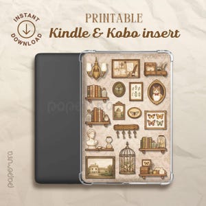 Dark Academia Kindle-inzetstuk | Vintage leesgrage decoratie compatibel met Kobo | Digitale download