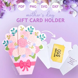 Muttertagskarte und Geschenkkartenhalter - DIY druckbare Vorlage für Hand Cut & Cricut | SVG-PDF-Dateien | Sofort Download