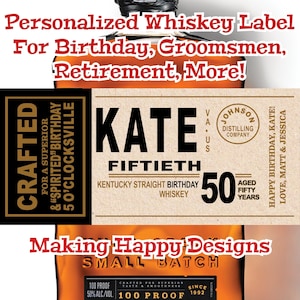 Personalized Whiskey Label For Birthday, Groomsman Proposal, Graduation, Retirement, Housewarming, More