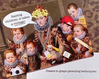 Funny "Raising Children: It Takes a VINTAGE" Friendship, Mother's Day, Birthday Card