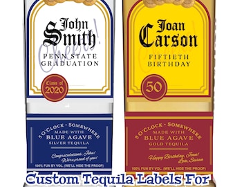 Funny, Personalized Tequila Label For Birthday, Graduation, Retirement, Bridesmaid/Groomsman Proposal, More