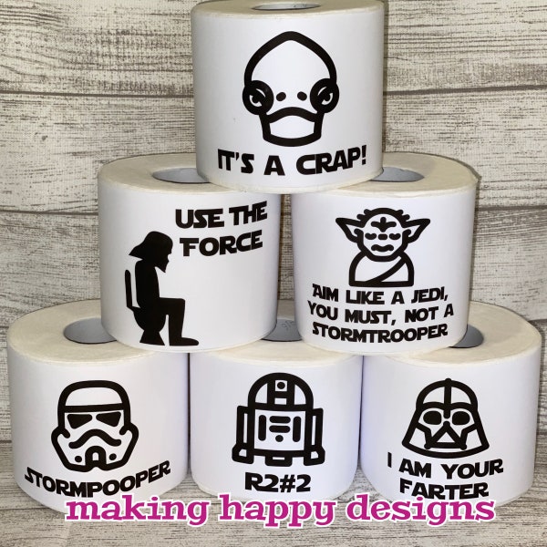 INSTANT DOWNLOAD - Star Wars Fans Toilet Paper Wraps - Fun Gag, White Elephant, Father's Day, Birthday, Christmas, Housewarming, Gift!