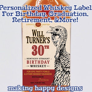 Custom Kentucky Straight Whiskey Label For Birthday, Retirement, Pregnancy Announcement, Bridesmaid/Groomsman Proposal & More