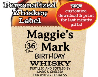 DIY Make Your Mark Custom Whisky Whiskey Label YOU Download & Print - Great Birthday, Graduation, Retirement, Groomsman Proposal Gift