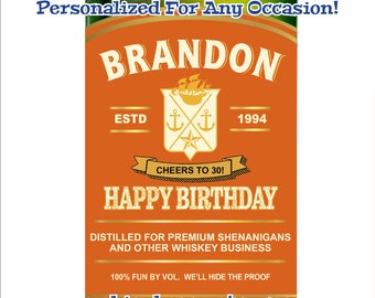 Custom Personalized Orange Irish Whiskey Label For Birthday, Retirement, Groomsman Proposal, Anniversary, Baby Announcement, Housewarming