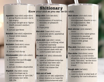 INSTANT DOWNLOAD 20oz "Shitionary" Tumbler Sublimation Wrap Design Digital PNG - Funny Birthday, Gag, White Elephant, Office Gift!