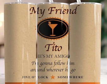 Emballage de gobelet à vodka drôle Tito's : gobelet mince de 20 oz (PNG numérique)