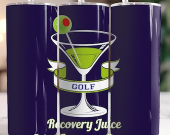 INSTANT DOWNLOAD 20oz Golf Recovery Juice Tumbler Sublimation Wrap Digital PNG Featuring a Martini, Fun Gift For Golfers, Golfing, Golf Fans