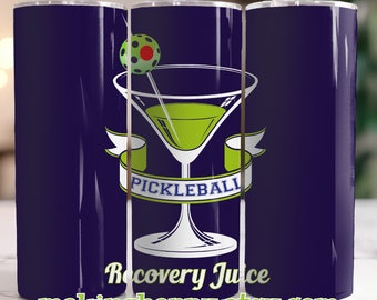 INSTANT DOWNLOAD 20oz Pickleball Recovery Juice Tumbler Sublimation Wrap Digital PNG Featuring a Martini - Fun Gift For The Pickleball Fan