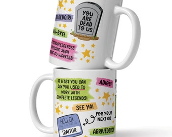 Great gift for the "traitor" co-worker who's leaving office, work due to new job, retirement, relocating: funny, colorful mug