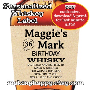 DIY Make Your Mark Custom Whisky Whiskey Label YOU Download & Print - Great Birthday, Graduation, Retirement, Groomsman Proposal Gift