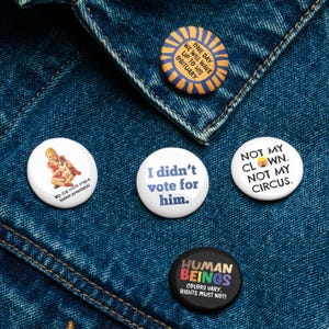 Pro-Democracy Pin Buttons: Equal Rights, Social Justice - Set of 5
