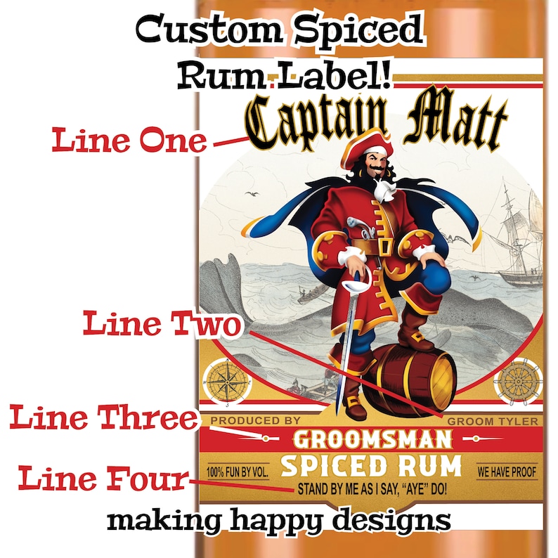 Spiced Rum Parody Label Personalized Gift For Birthday, Graduation, Retirement, Anniversary, Groomsman Proposal & More image 2