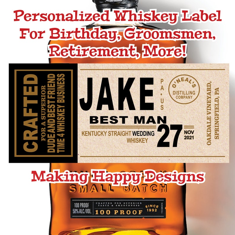 Personalized Scotch Whiskey Parody Bottle Label for Birthday, Graduation, Retirement, Valentine's Groomsman Proposal, Anniversary & More image 9