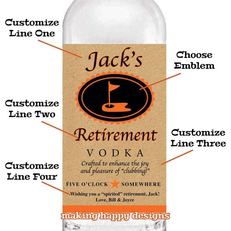 Personalized, Custom Vodka Label For Birthday, Retirement, Pregnancy Announcement, Bridesmaid/Groomsman Proposal & More image 5