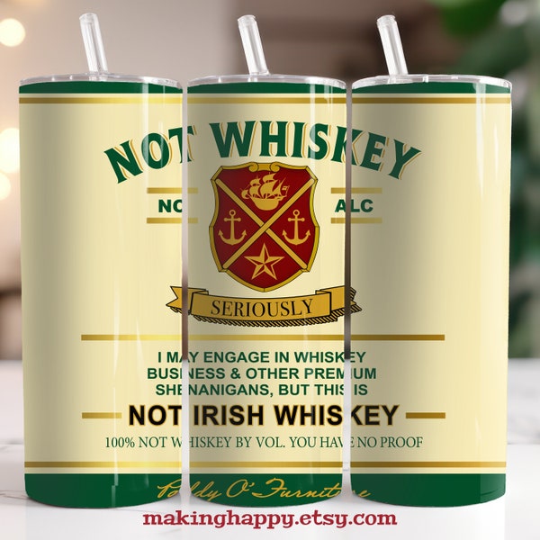 INSTANT DOWNLOAD 20oz Irish Whiskey Lover's Skinny Tumbler Sublimation Wrap Design Digital PNG