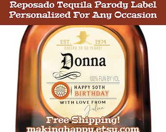 Personalized Tequila Label: Custom Birthday, Retirement, Groomsman Gift (Digital or Vinyl)