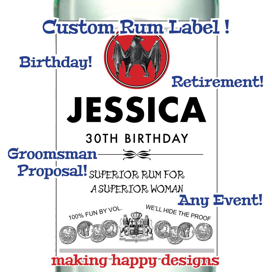 Custom Rum Label, Personalized Gift (digital or Mailed) - Etsy