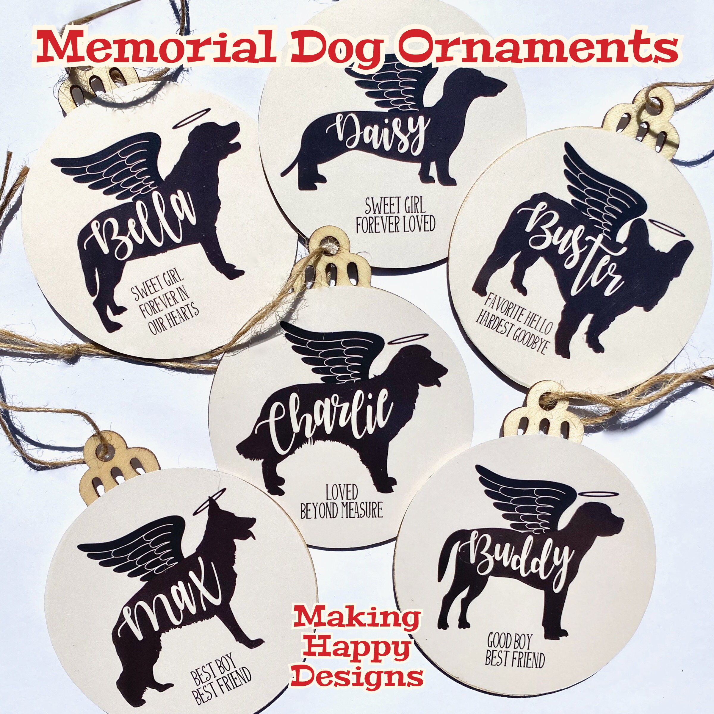 Personalized Dog Angel Memorial Christmas Ornament Keepsake, Sympathy…