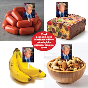 Mini Trump Face Flags, Vinyl Food Tags, Party Decorations