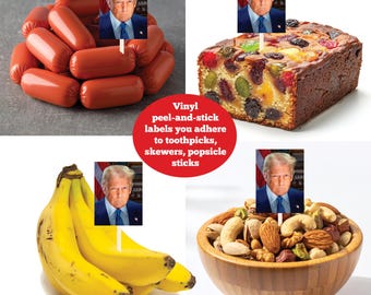 Mini drapeaux Trump, étiquettes alimentaires en vinyle, décorations de fête