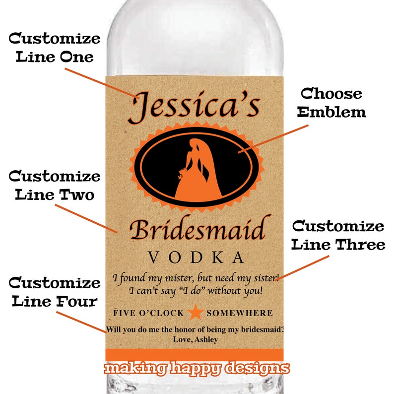 Personalized, Custom Vodka Label For Birthday, Retirement, Pregnancy Announcement, Bridesmaid/Groomsman Proposal & More image 7