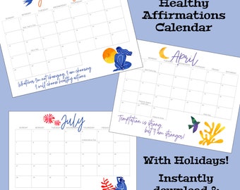 INSTANT DOWNLOAD 2024 Positive Affirmation Calendar For Motivation, Healthy Habits,  Sobriety, Recovery, Weight Loss, Overcoming Addiction