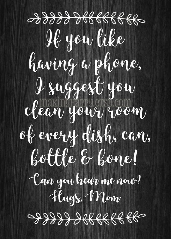 Funny Clean Your Room Print For Mom
