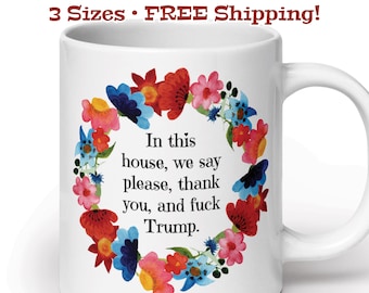 Tasse à café en céramique anti-Trump, humour libéral, cadeau éléphant blanc