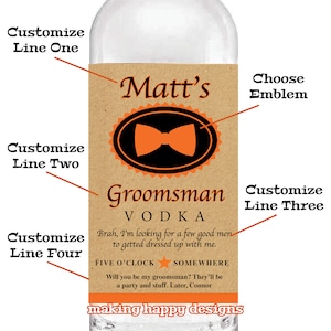 Personalized, Custom Vodka Label For Birthday, Retirement, Pregnancy Announcement, Bridesmaid/Groomsman Proposal & More image 2