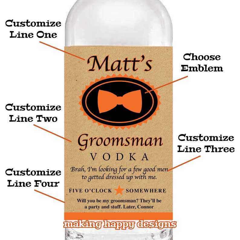 Personalized, Custom Vodka Label For Birthday, Retirement, Pregnancy Announcement, Bridesmaid/Groomsman Proposal & More image 2