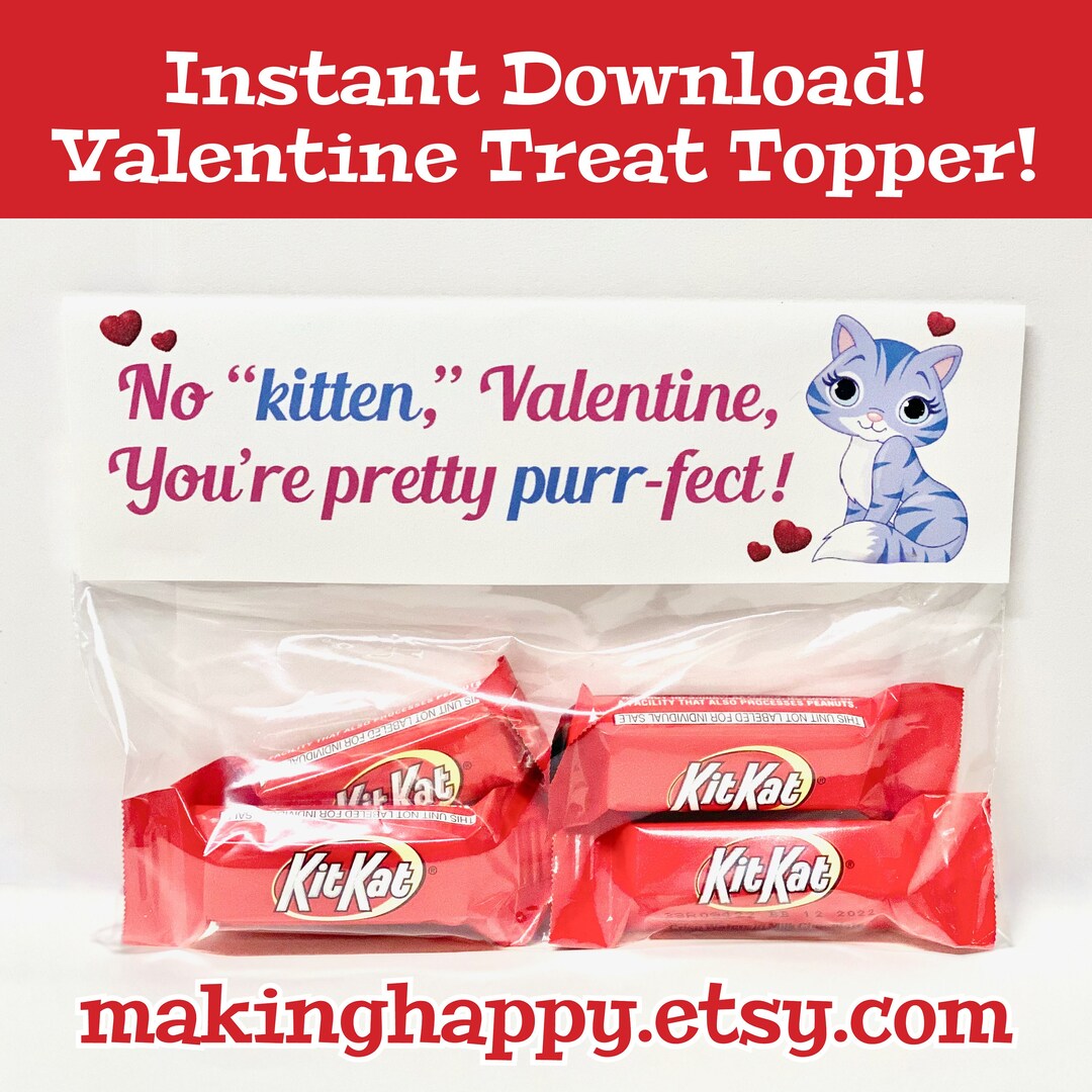 INSTANT DOWNLOAD Cute Kit Kat Kitten/cat/kitty Valentine Etsy