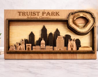Truist Park 3D Wood Stadium Art | Atlanta Braves Man Cave Decor