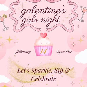 Uitnodiging Galentine's Day - Modèle Modifiable sur Canva | Brunch, Soirée Entre Filles, Saint-Valentin | Onmiddellijk opladen