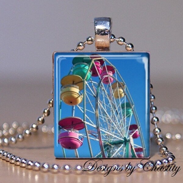 Ferris Wheel Scrabble Charm Necklace