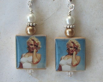 Marilyn Monroe Beach Scrabble Earrings