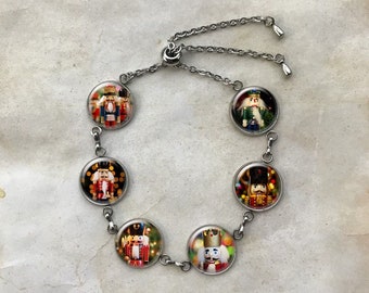 Nutcracker Bracelet Christmas Holiday Art Charms Silver