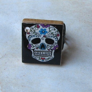 Day of the Dead Sugar Skull Swarovski Ring image 2