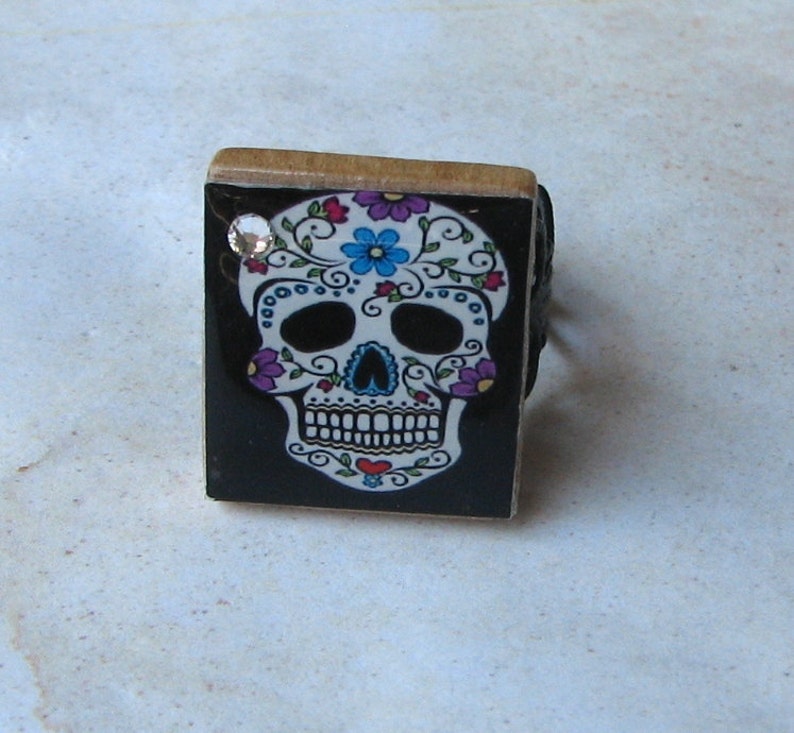 Day of the Dead Sugar Skull Swarovski Ring image 2