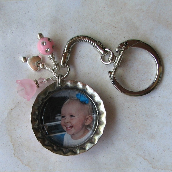 Custom Photo Keychain Personalized Keyring Bottlecap Beads Crystals Customized Keyring