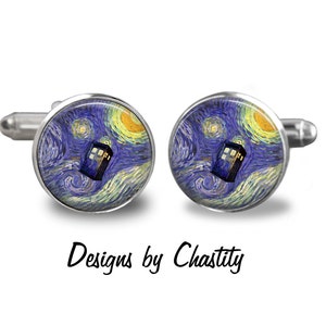 Doctor Who Cufflinks - Dr. Who Tardis Starry Night