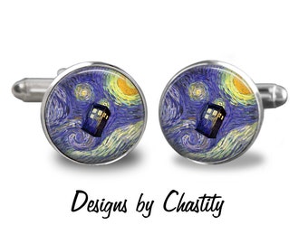 Doctor Who Cufflinks - Dr. Who Tardis Starry Night